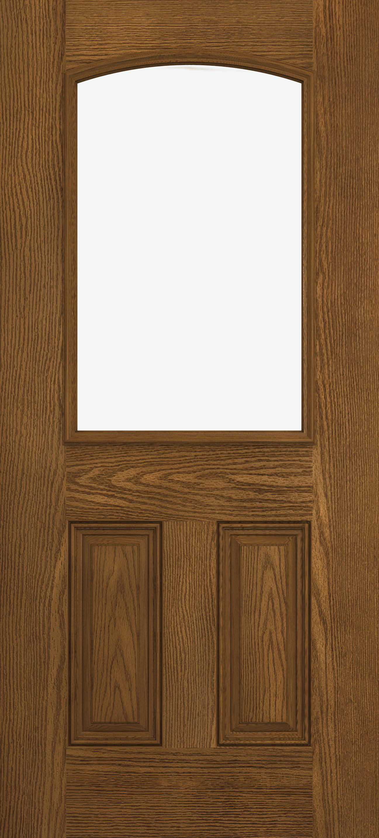 DesignPro™ Fiberglass Exterior Doors Oak 1/2 View Camber Top 2Panel